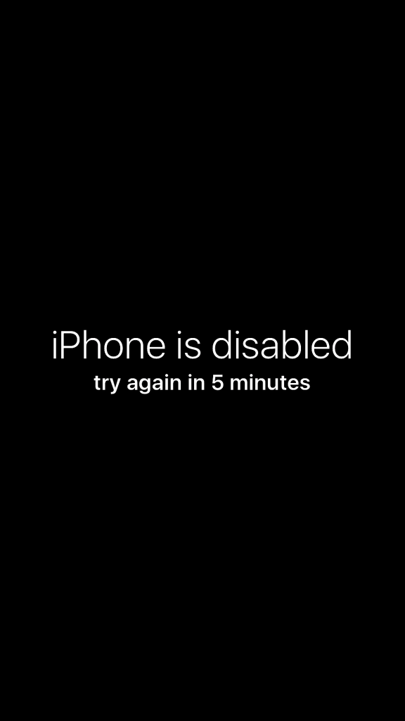 iPhone disabled message