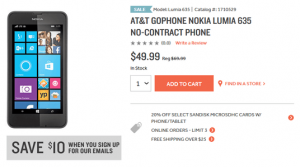 lumia 635 on at&T, lumia 635 radio shack, buy lumia 635 price