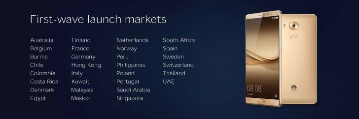 huawei mate 8 launch countries