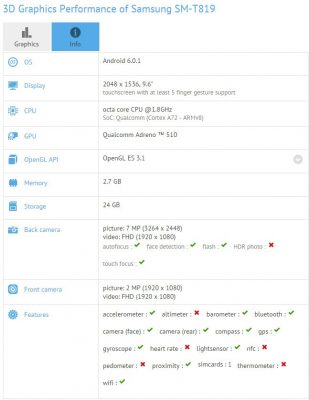 samsung galaxy tab s3 specs