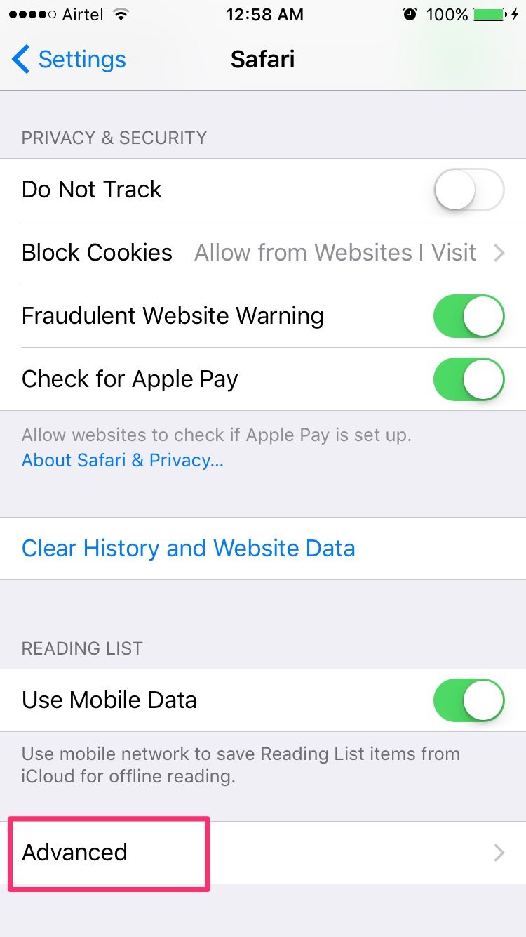 how to check website data on safari