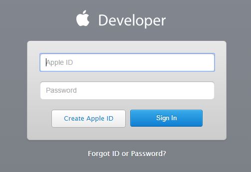 Sign in page of Apple Developer