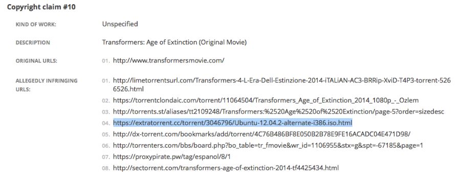 DMCA takedown request mentions Ubuntu infringes on Transformers copyright (image source: omgubuntu)