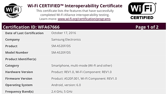 samsung-galaxy-a5-2017-gets-wifi-alliance-wfa-certification