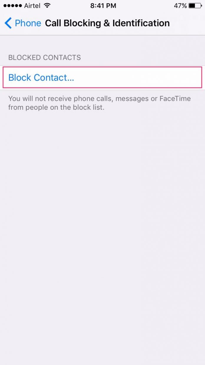 block all incoming calls except contacts iphone