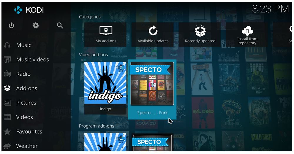 how to install Specto on Kodi 17