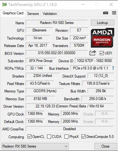 AMD Radeon RX 580 overclocked and benchmarked