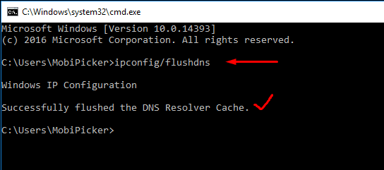 flush dns in windows pc to fix DNS_PROBE_FINISHED_NXDOMAIN error in chrome