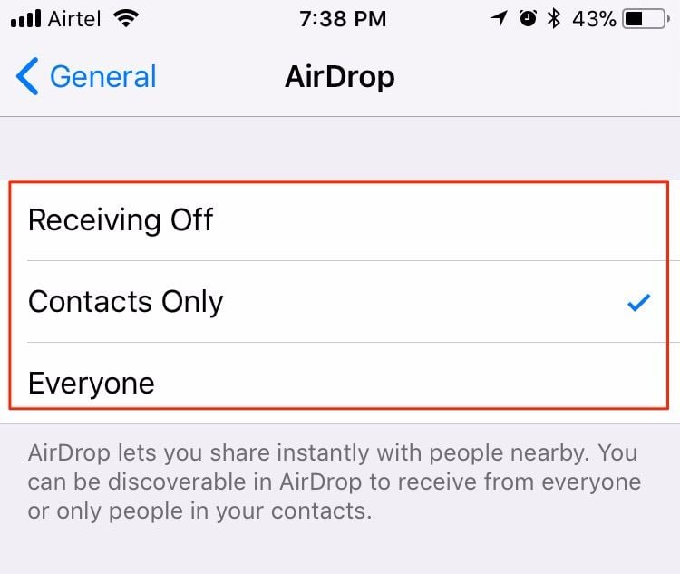 airdrop in ios 11